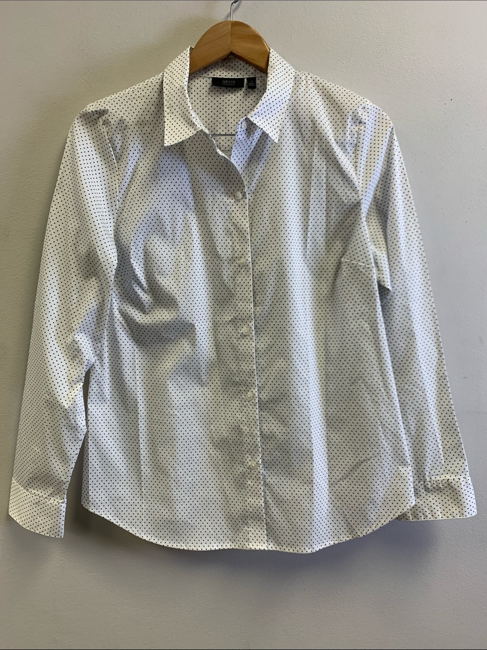 Apt. 9 White Blouse with Black Polka Dots